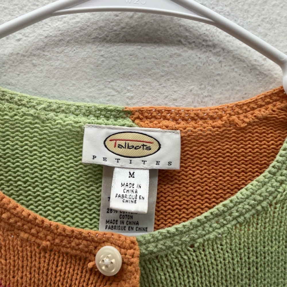 Talbots Artsy Knit Button Up Sweater Art To Wear Whimsical Cardigan Sz M Pastel - Picture 3 of 6